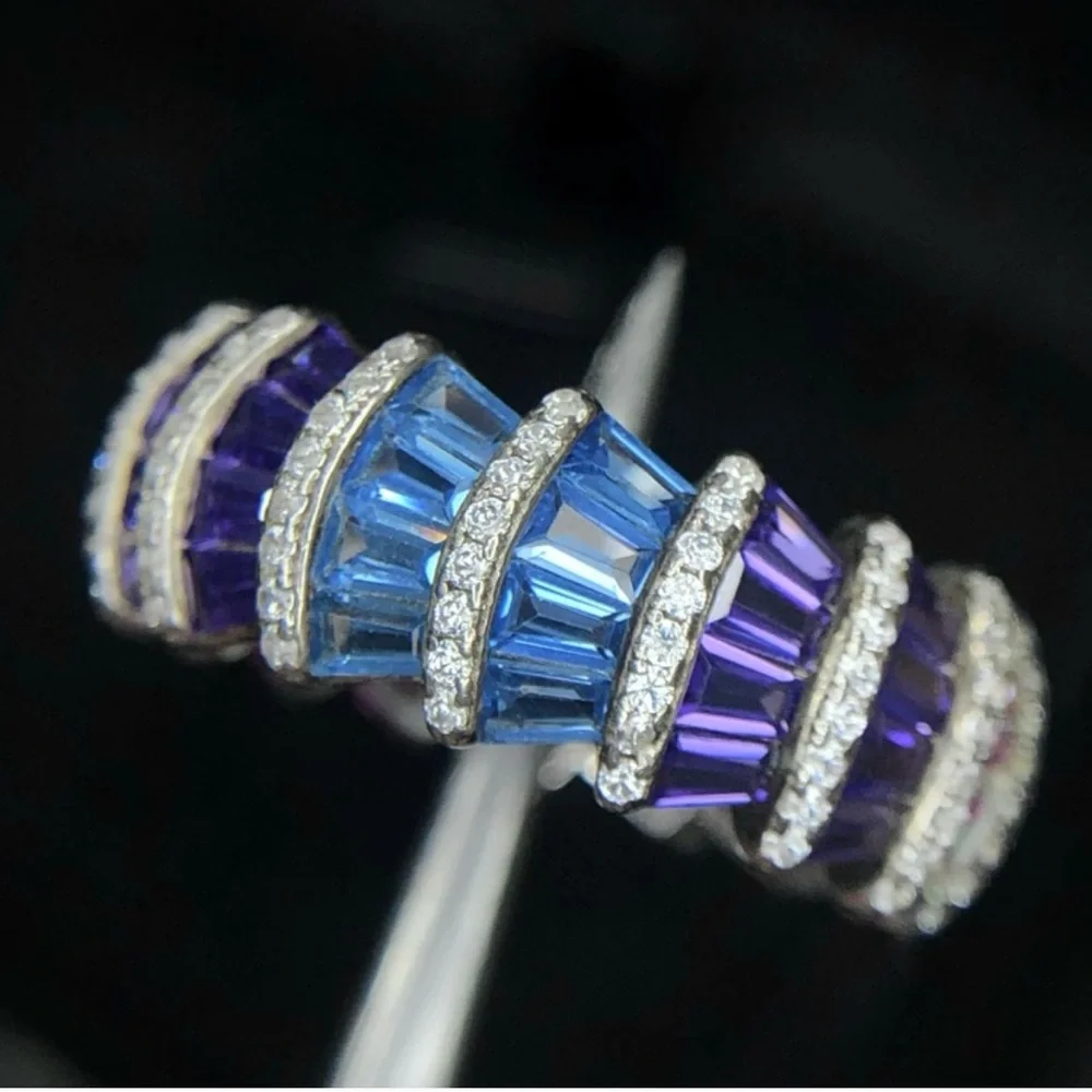 Beautiful Italian Rhodium 925 Silver Ring - Picture 4 of 5